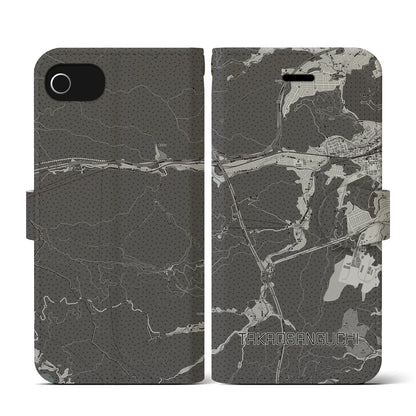 【高尾山口（東京都）】地図柄iPhoneケース（手帳タイプ）モノトーン・iPhone SE（第3 / 第2世代） / 8 / 7 / 6s / 6 用