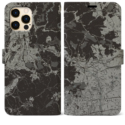 【宝塚（兵庫県）】地図柄iPhoneケース（手帳タイプ）モノトーン・iPhone 12 Pro Max 用