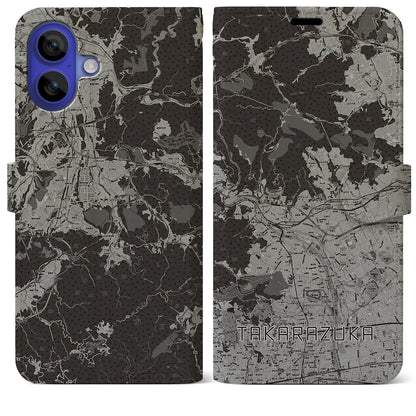 【宝塚（兵庫県）】地図柄iPhoneケース（手帳タイプ）モノトーン・iPhone 16 Pro Max 用