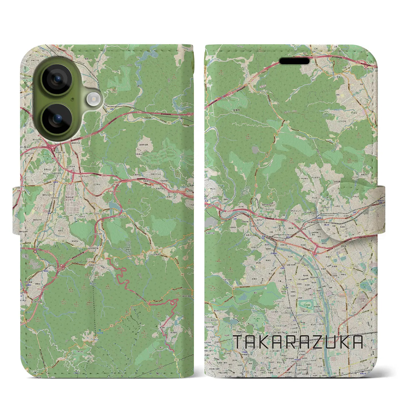 【宝塚（兵庫県）】地図柄iPhoneケース（手帳タイプ）