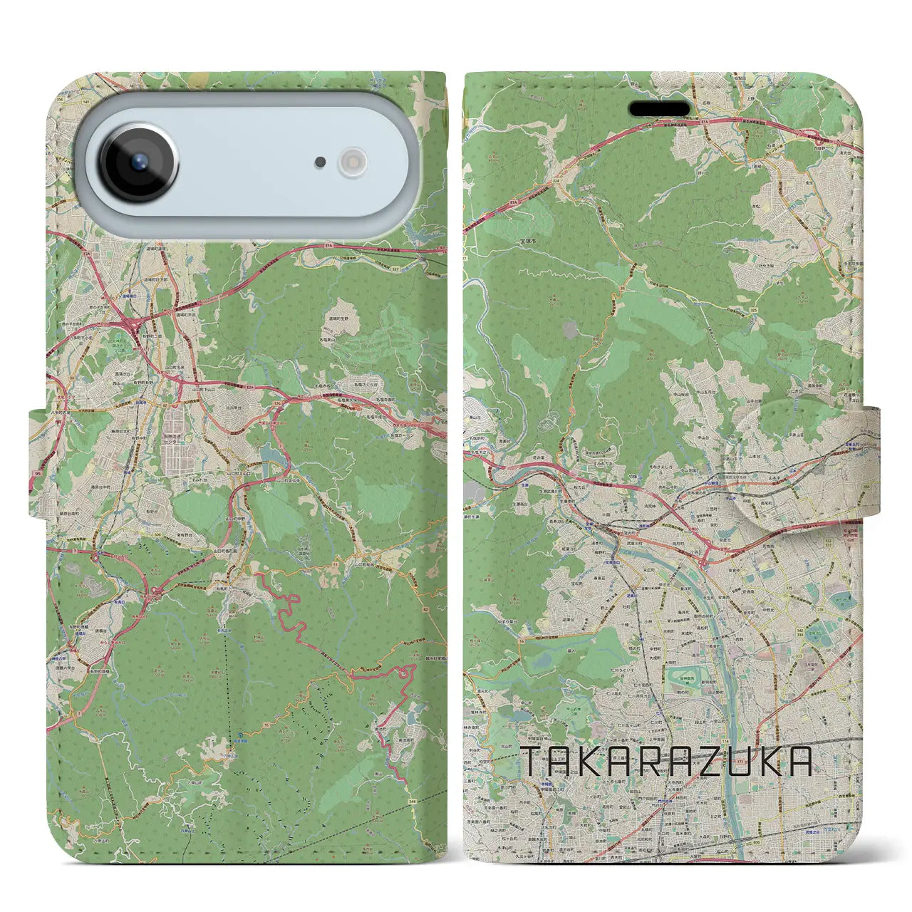 【宝塚（兵庫県）】地図柄iPhoneケース（手帳タイプ）