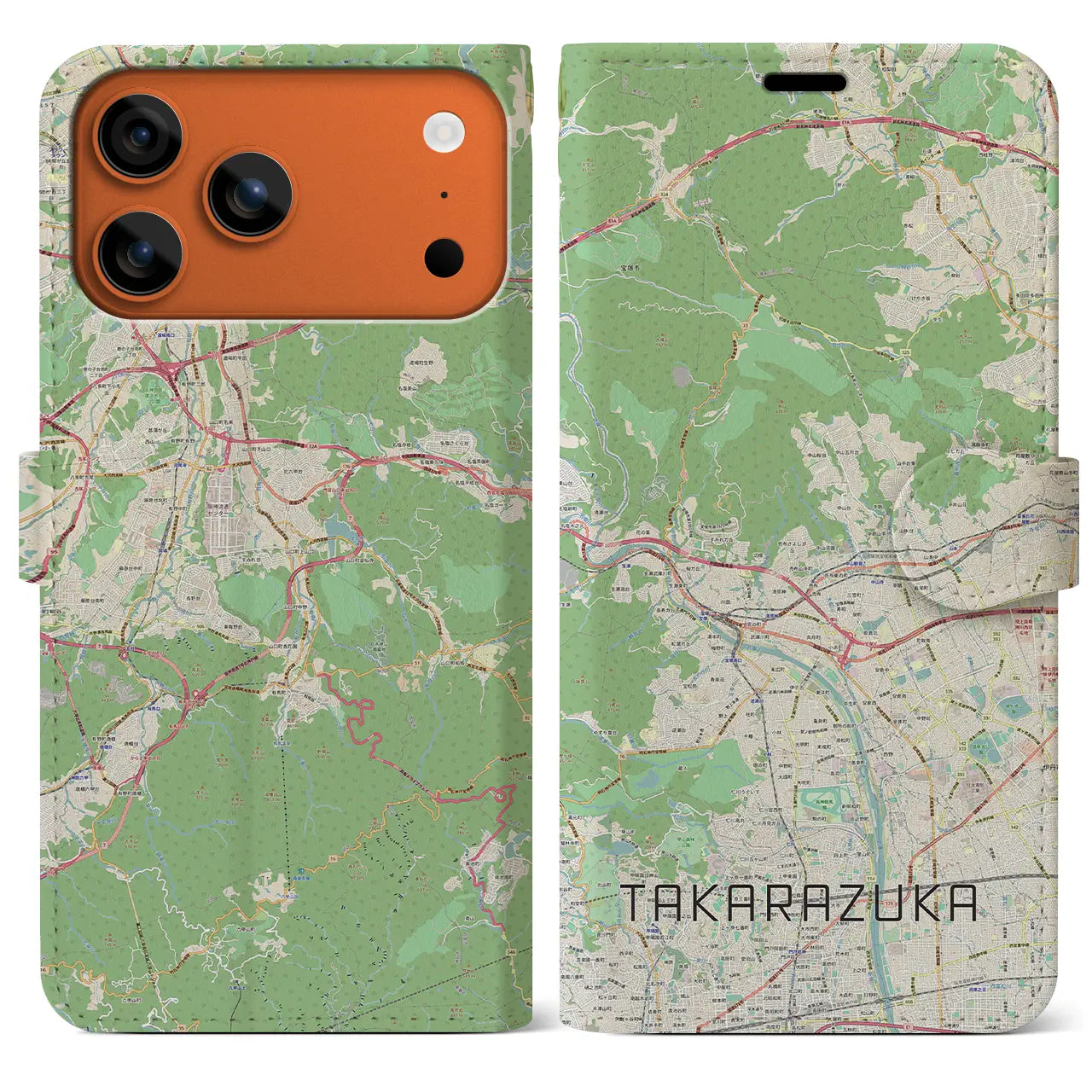 【宝塚（兵庫県）】地図柄iPhoneケース（手帳タイプ）