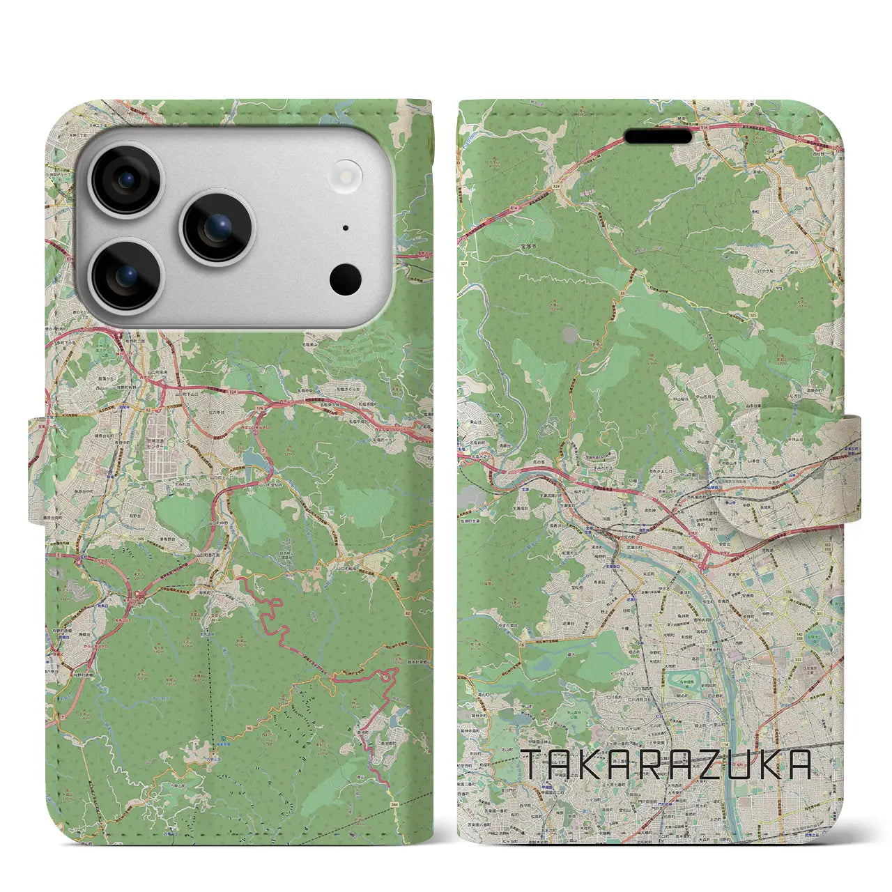 【宝塚（兵庫県）】地図柄iPhoneケース（手帳タイプ）