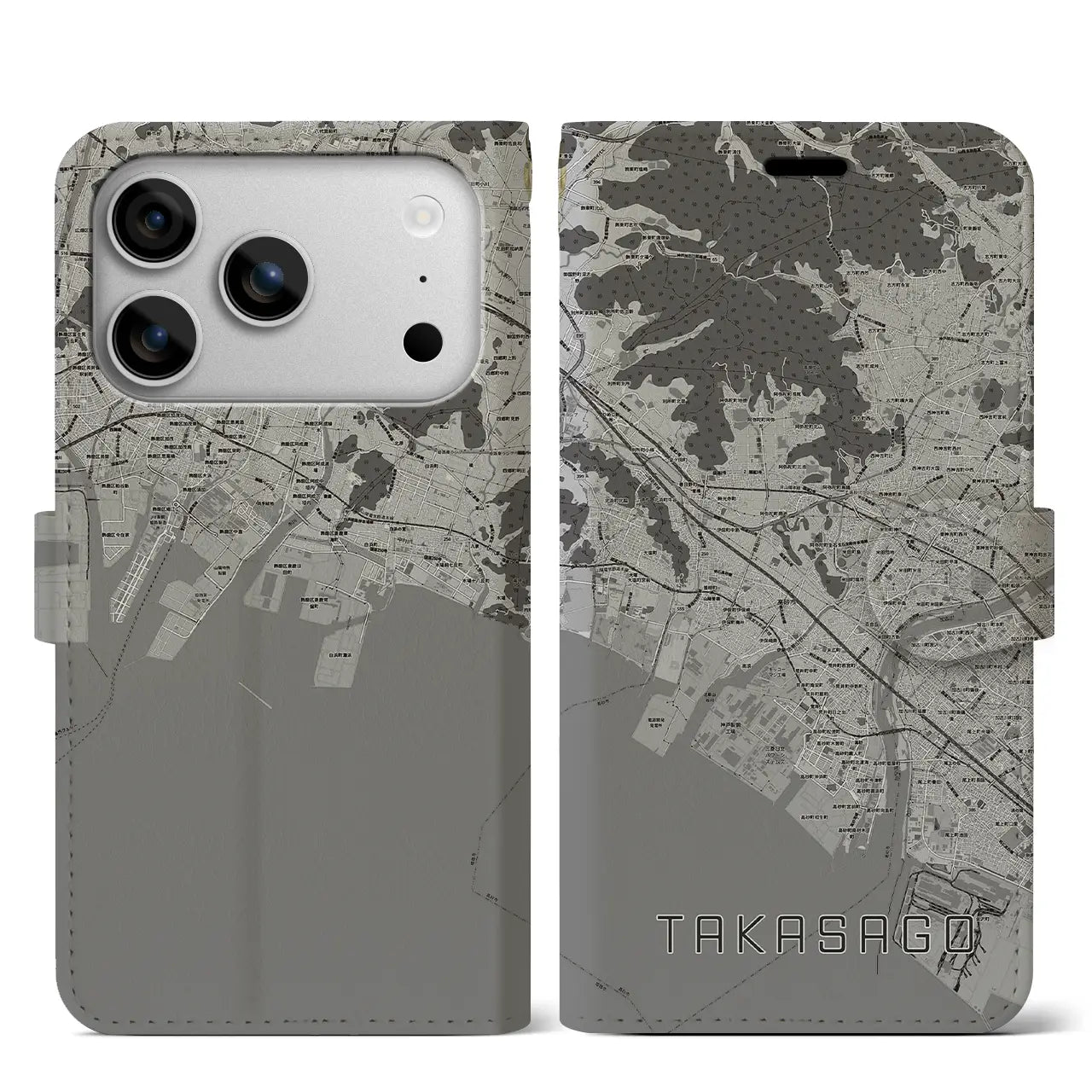 【高砂（兵庫県）】地図柄iPhoneケース（手帳タイプ）