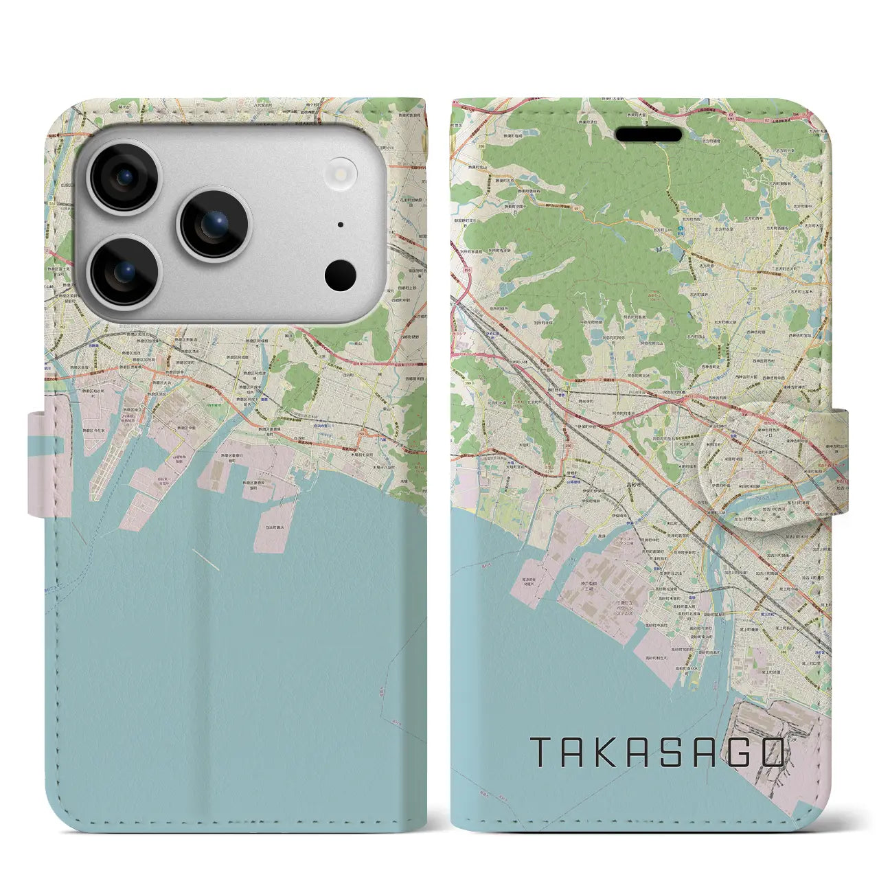 【高砂（兵庫県）】地図柄iPhoneケース（手帳タイプ）