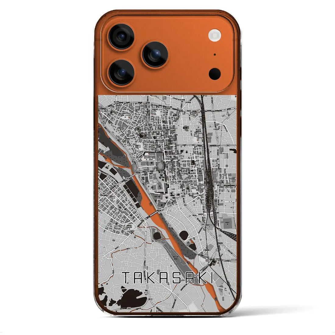 【高崎(群馬県)】地図柄iPhoneケース(クリアタイプ)モノトーン・iPhone 17 Pro Max 用
