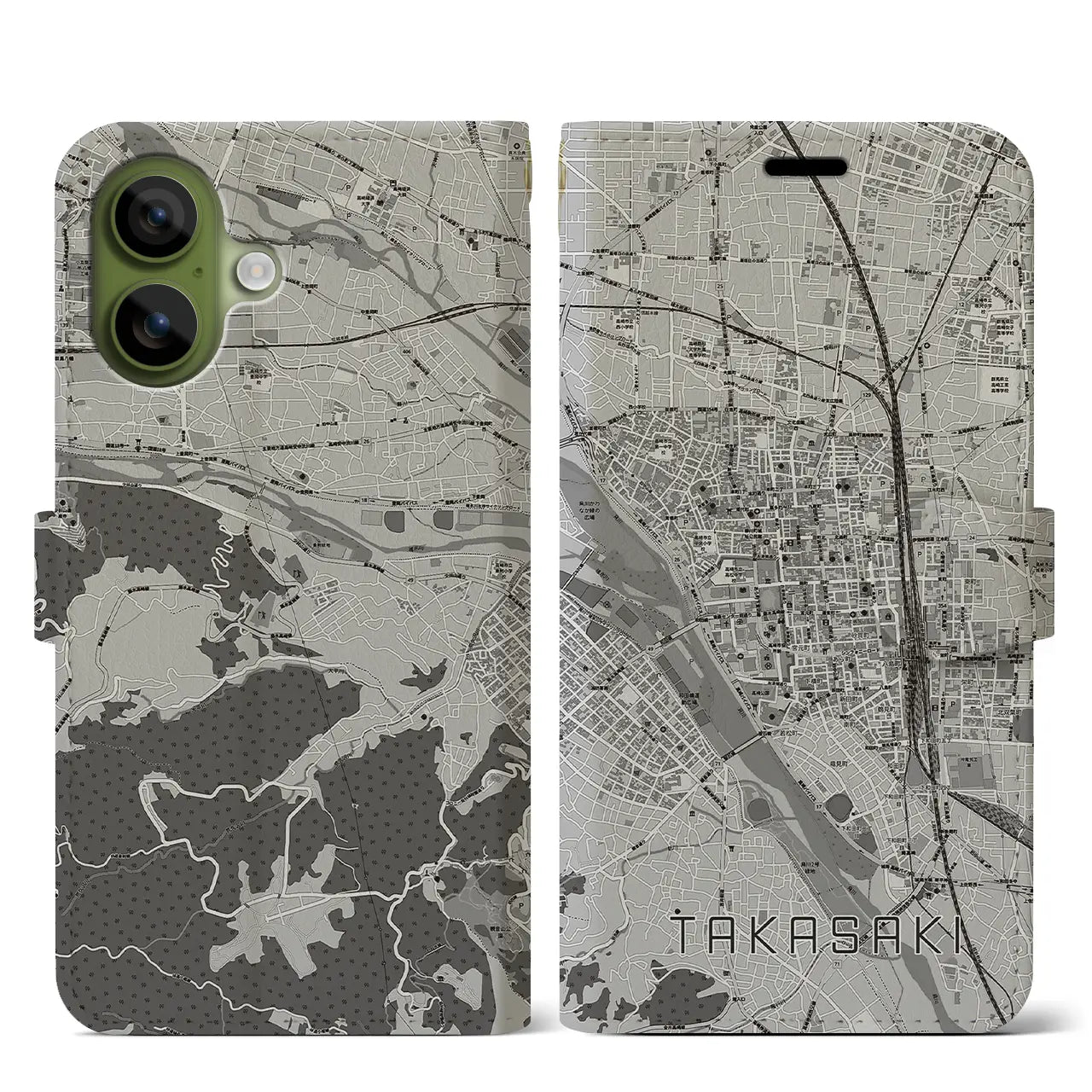 【高崎（群馬県）】地図柄iPhoneケース（手帳タイプ）