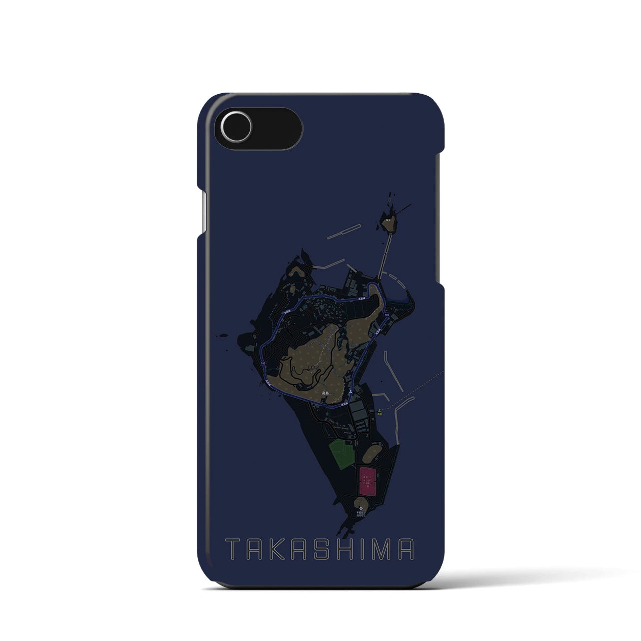 【高島（長崎県）】地図柄iPhoneケース（バックカバータイプ）