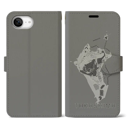 【高島（長崎県）】地図柄iPhoneケース（手帳タイプ）