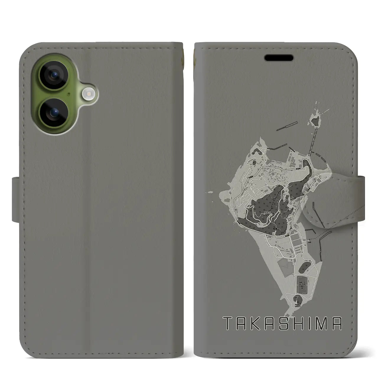 【高島（長崎県）】地図柄iPhoneケース（手帳タイプ）
