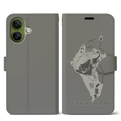 【高島（長崎県）】地図柄iPhoneケース（手帳タイプ）