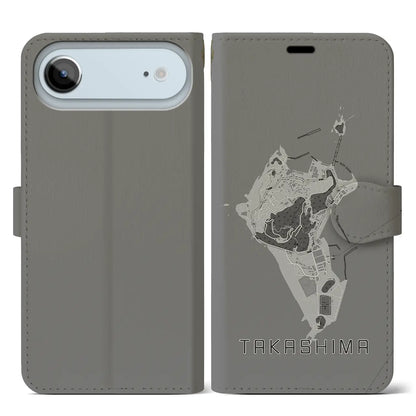 【高島（長崎県）】地図柄iPhoneケース（手帳タイプ）