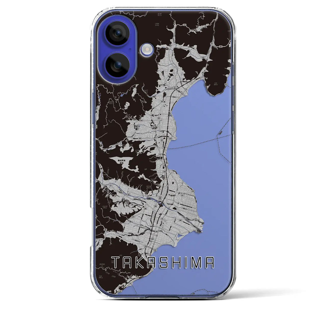 【高島（滋賀県）】地図柄iPhoneケース（クリアタイプ）モノトーン・iPhone 16 Pro Max 用