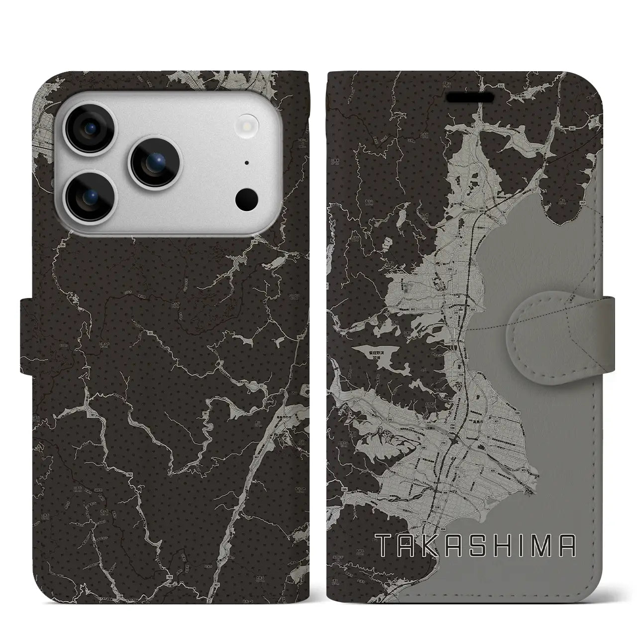 【高島（滋賀県）】地図柄iPhoneケース（手帳タイプ）