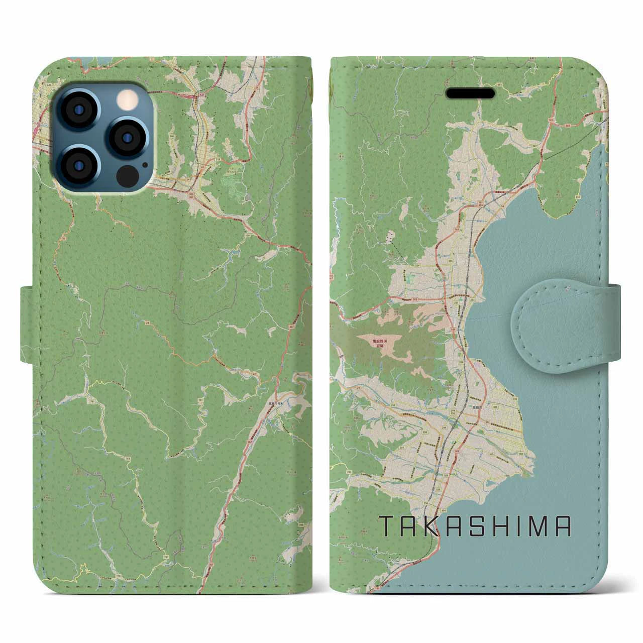 【高島（滋賀県）】地図柄iPhoneケース（手帳タイプ）