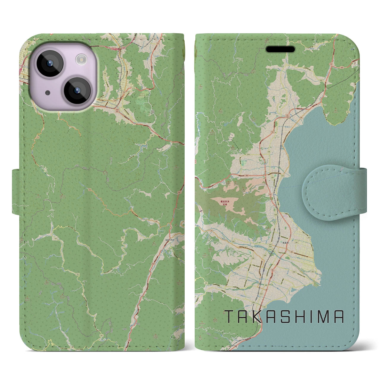【高島（滋賀県）】地図柄iPhoneケース（手帳タイプ）