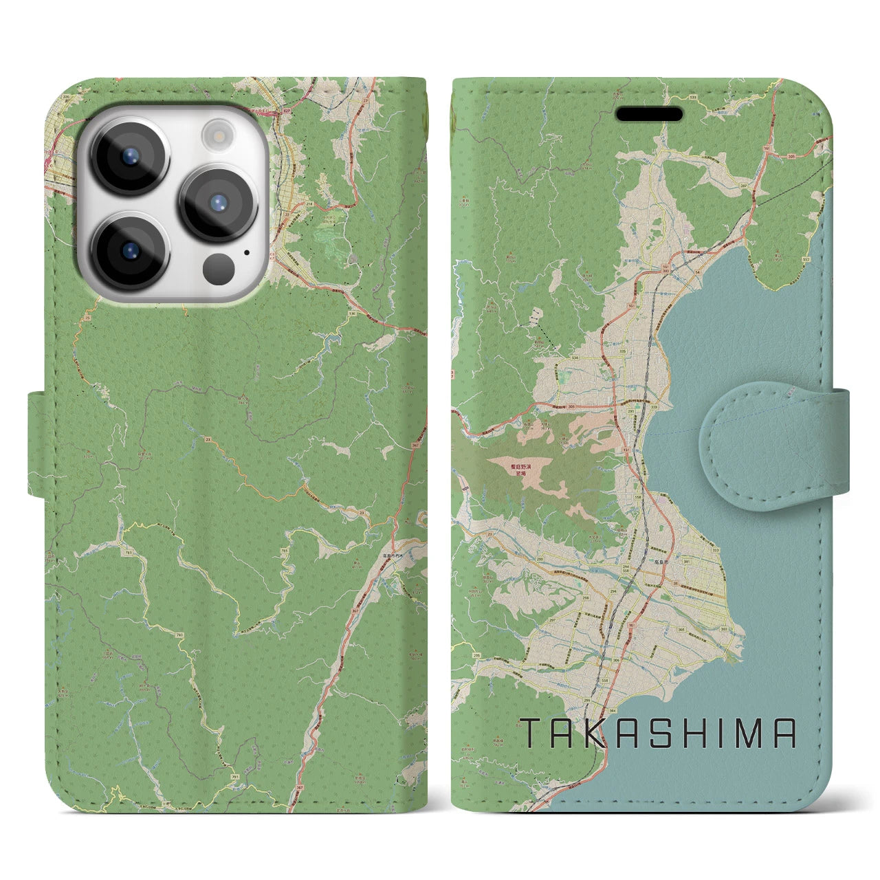 【高島（滋賀県）】地図柄iPhoneケース（手帳タイプ）