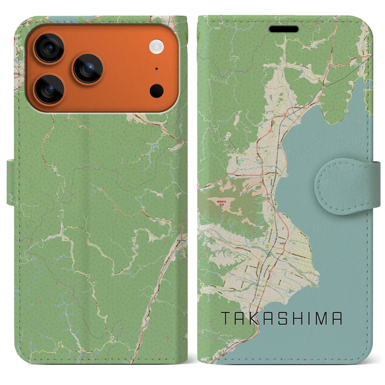 【高島（滋賀県）】地図柄iPhoneケース（手帳タイプ）