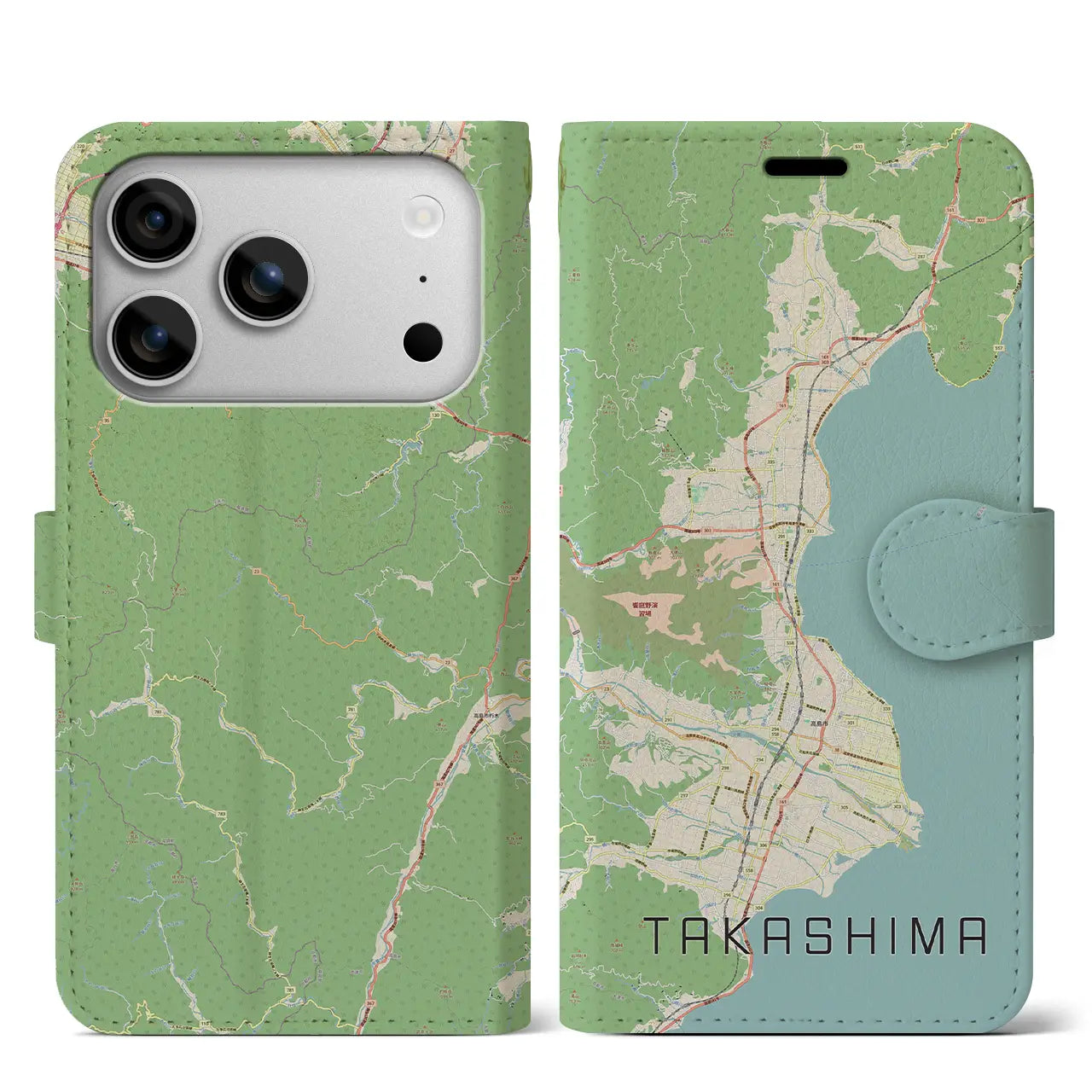 【高島（滋賀県）】地図柄iPhoneケース（手帳タイプ）