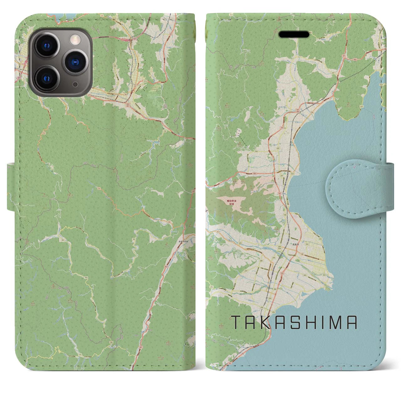 【高島（滋賀県）】地図柄iPhoneケース（手帳タイプ）