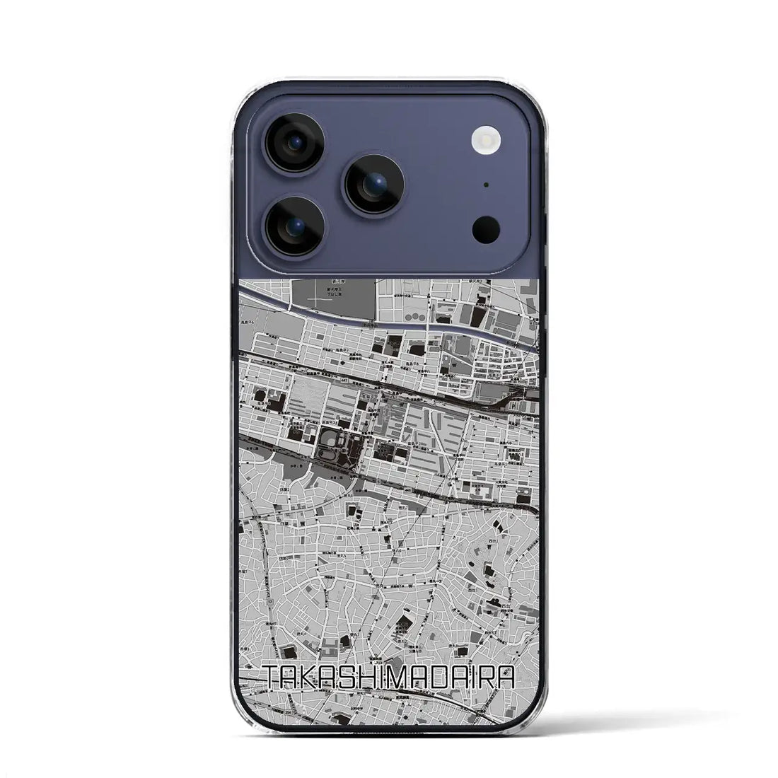 【高島平（東京都）】地図柄iPhoneケース（クリアタイプ）モノトーン・iPhone 17 Pro Max 用