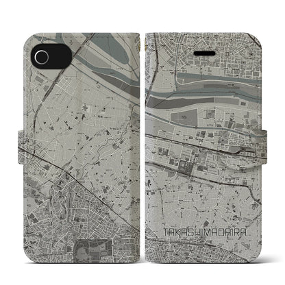 【高島平（東京都）】地図柄iPhoneケース（手帳タイプ）モノトーン・iPhone SE（第3 / 第2世代） / 8 / 7 / 6s / 6 用