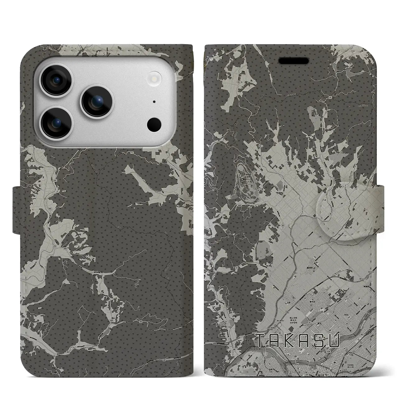 【鷹栖（北海道）】地図柄iPhoneケース（手帳タイプ）