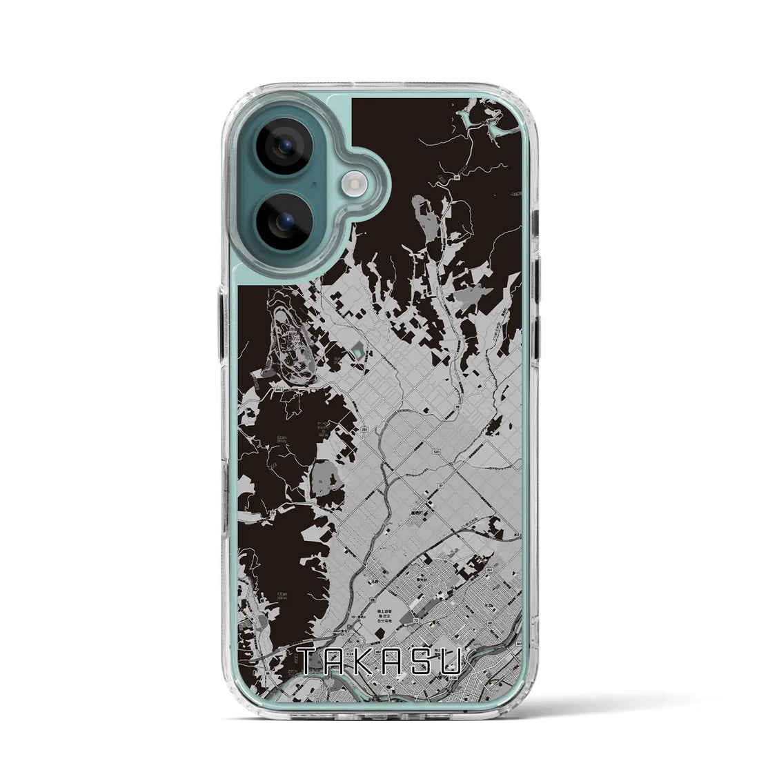 【鷹栖（北海道）】地図柄iPhoneケース（MagSafeタイプ）モノトーン・iPhone 16 Pro 用