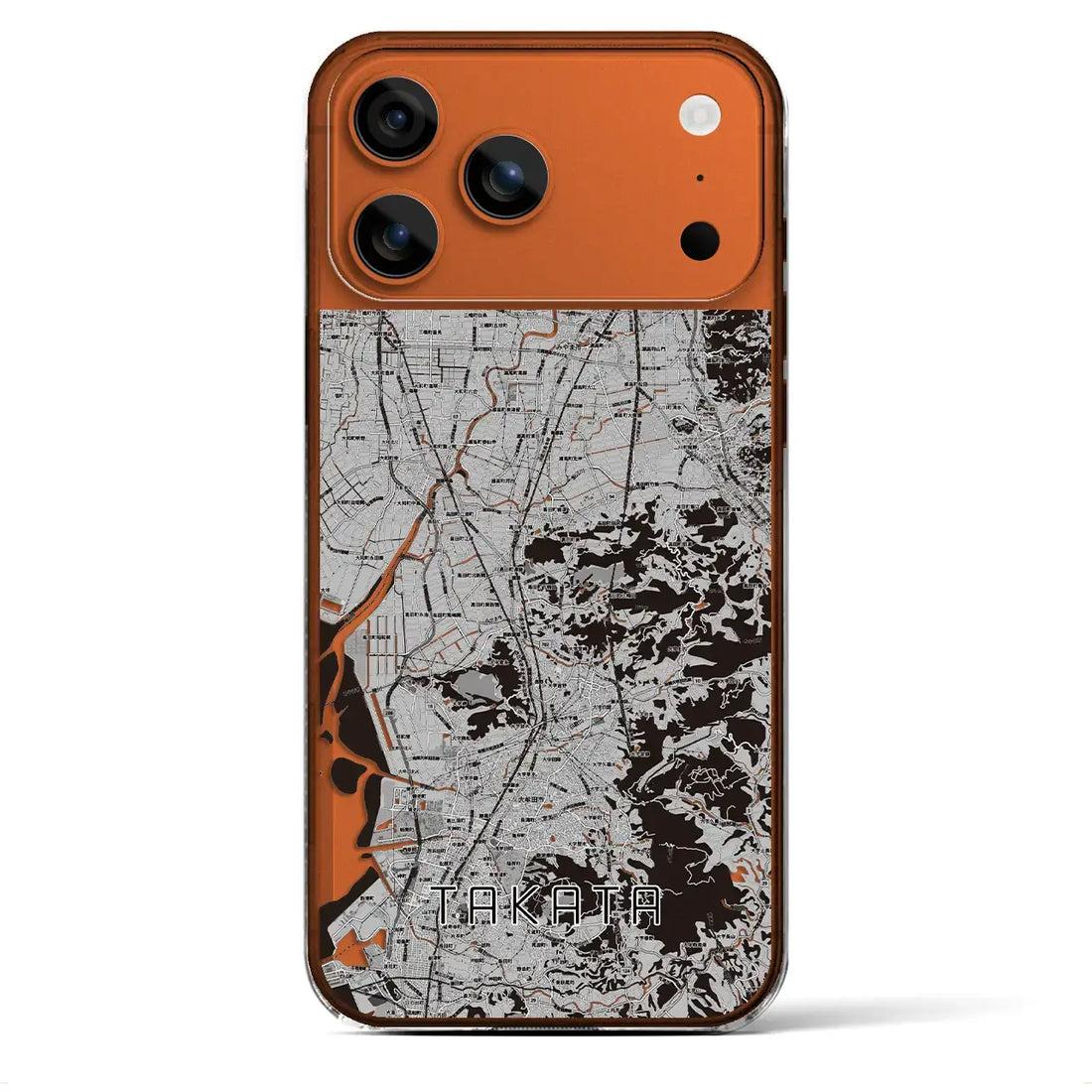 【高田(福岡県)】地図柄iPhoneケース(クリアタイプ)モノトーン・iPhone 17 Pro Max 用