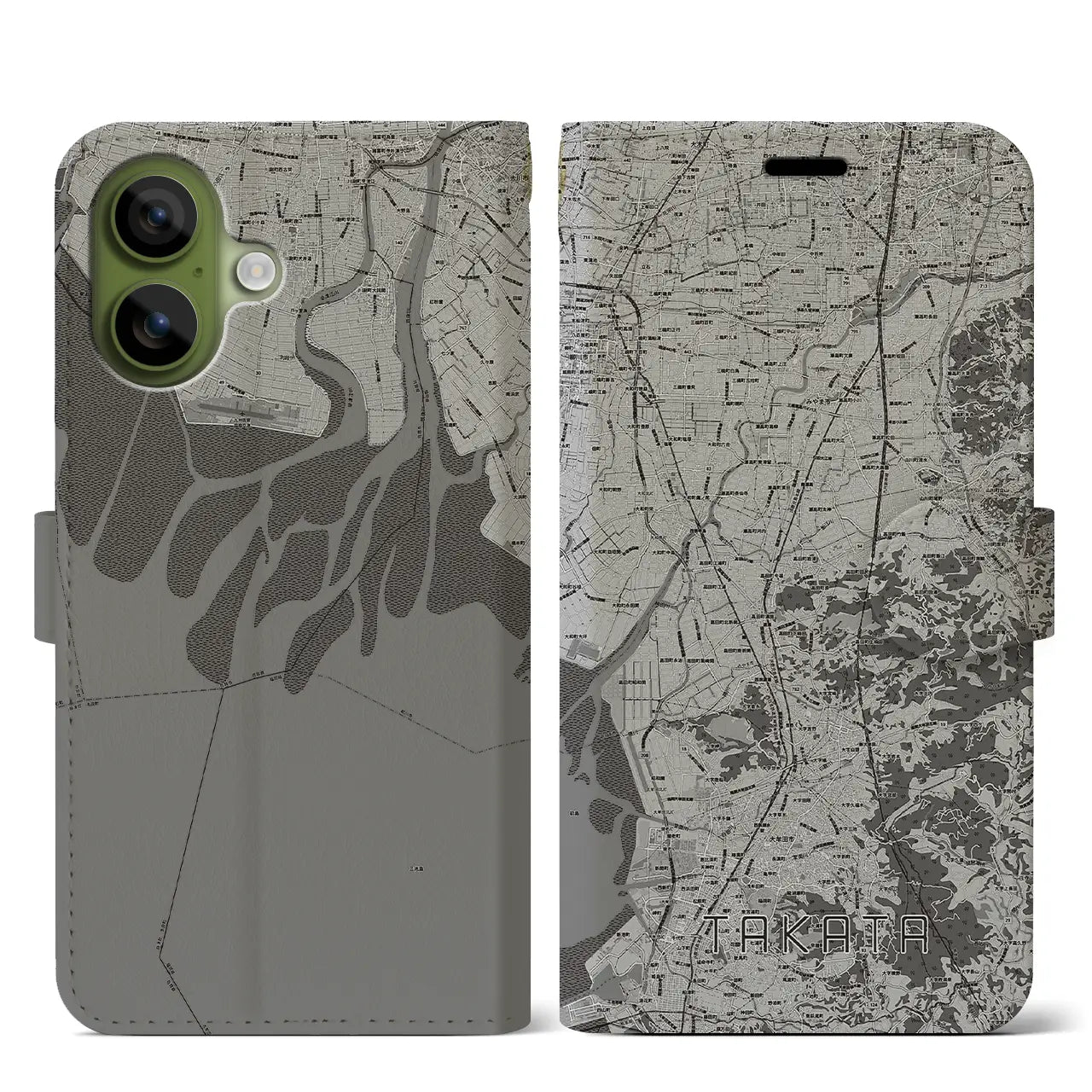 【高田（福岡県）】地図柄iPhoneケース（手帳タイプ）