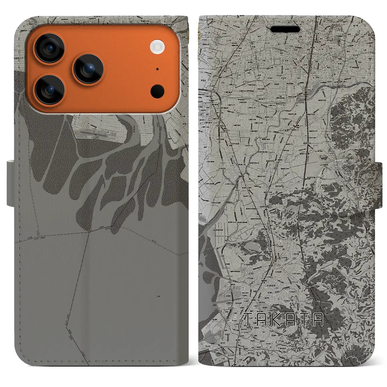 【高田（福岡県）】地図柄iPhoneケース（手帳タイプ）