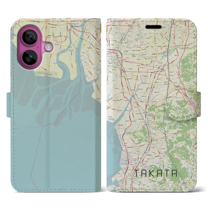 【高田（福岡県）】地図柄iPhoneケース（手帳タイプ）ナチュラル・iPhone 16 Pro 用