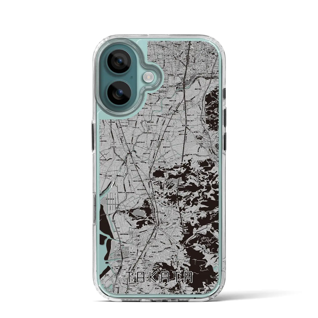 【高田（福岡県）】地図柄iPhoneケース（MagSafeタイプ）モノトーン・iPhone 16 Pro 用