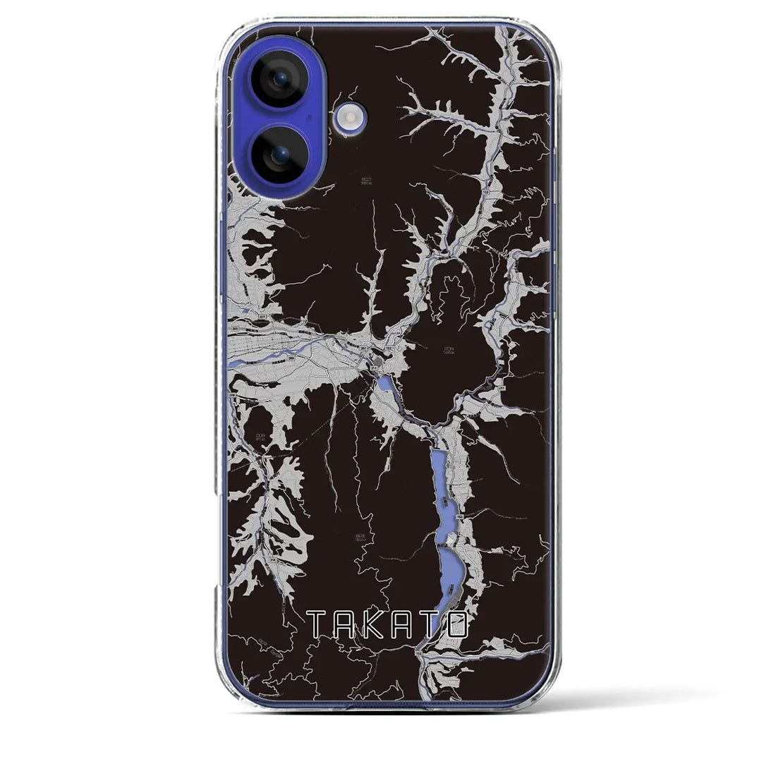 【高遠(長野県)】地図柄iPhoneケース(クリアタイプ)モノトーン・iPhone 16 Pro Max 用