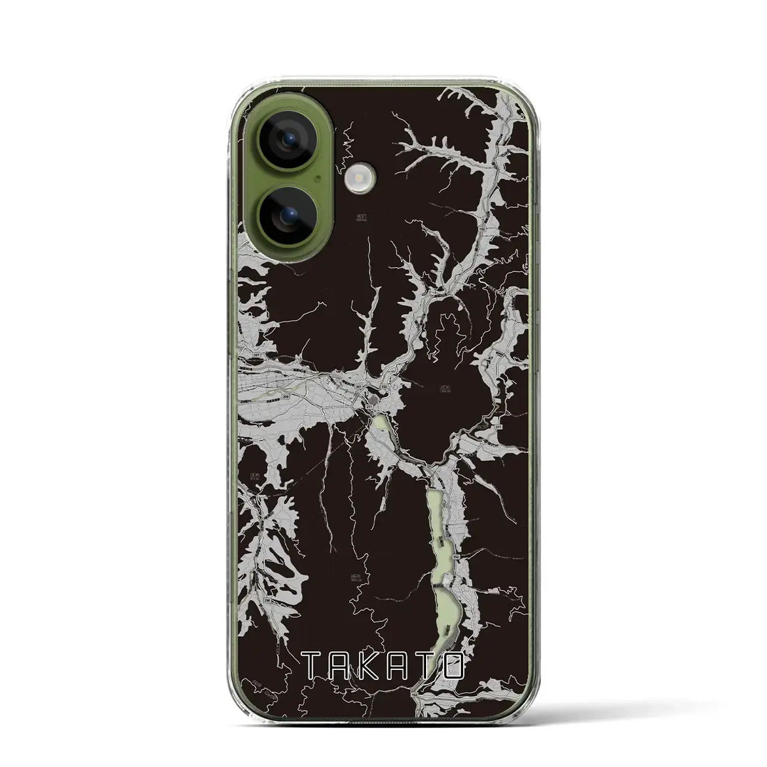 【高遠(長野県)】地図柄iPhoneケース(クリアタイプ)モノトーン・iPhone 17 Pro Max 用