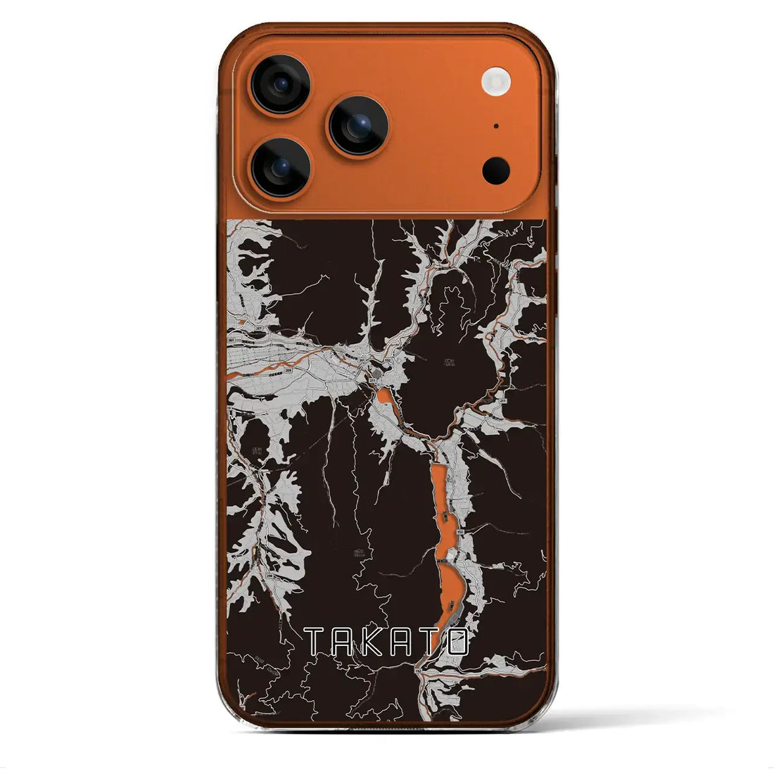 【高遠（長野県）】地図柄iPhoneケース（クリアタイプ）モノトーン・iPhone 17 Pro Max 用