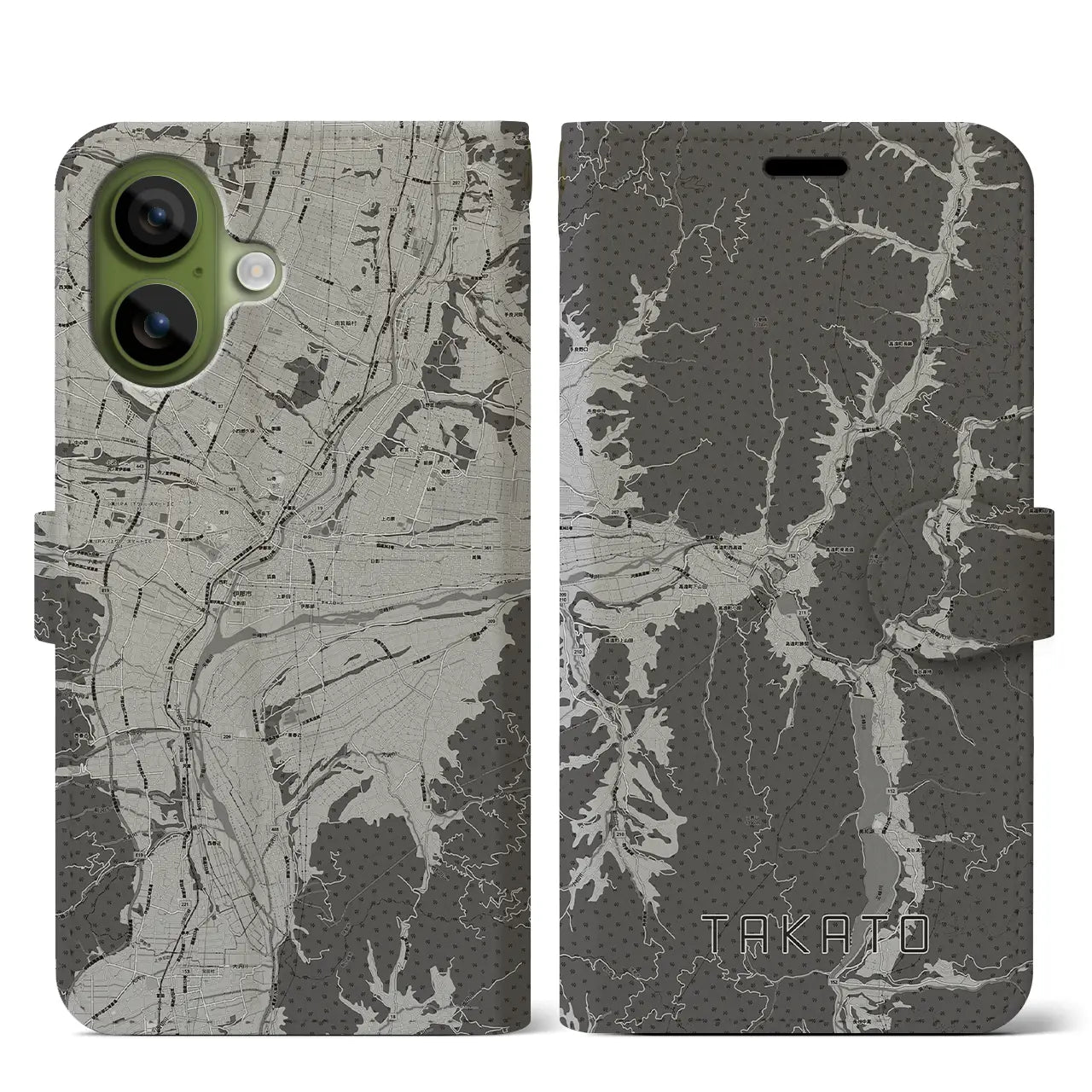 【高遠（長野県）】地図柄iPhoneケース（手帳タイプ）