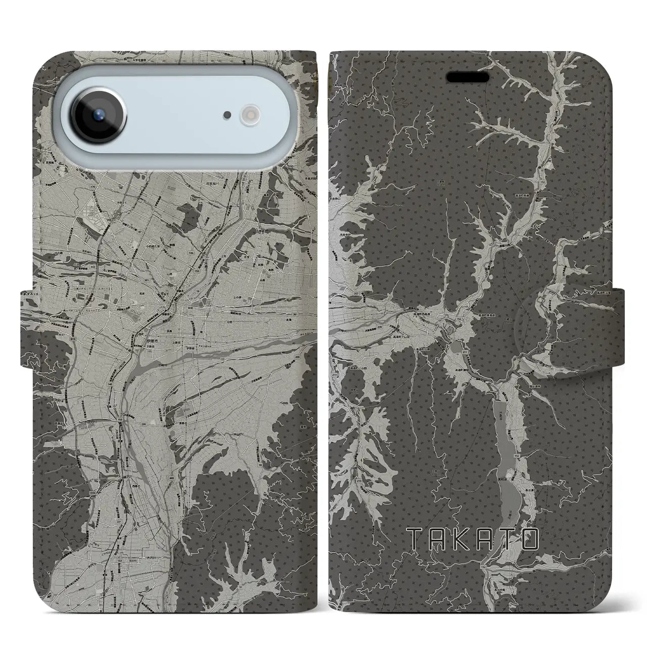 【高遠（長野県）】地図柄iPhoneケース（手帳タイプ）