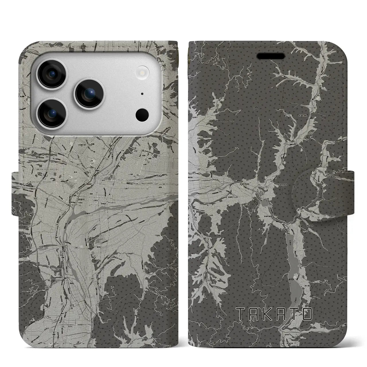 【高遠（長野県）】地図柄iPhoneケース（手帳タイプ）