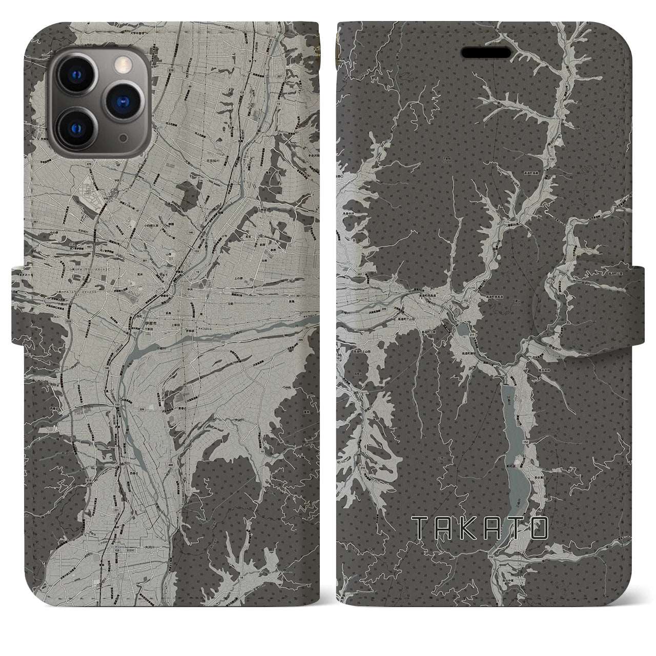 【高遠（長野県）】地図柄iPhoneケース（手帳タイプ）