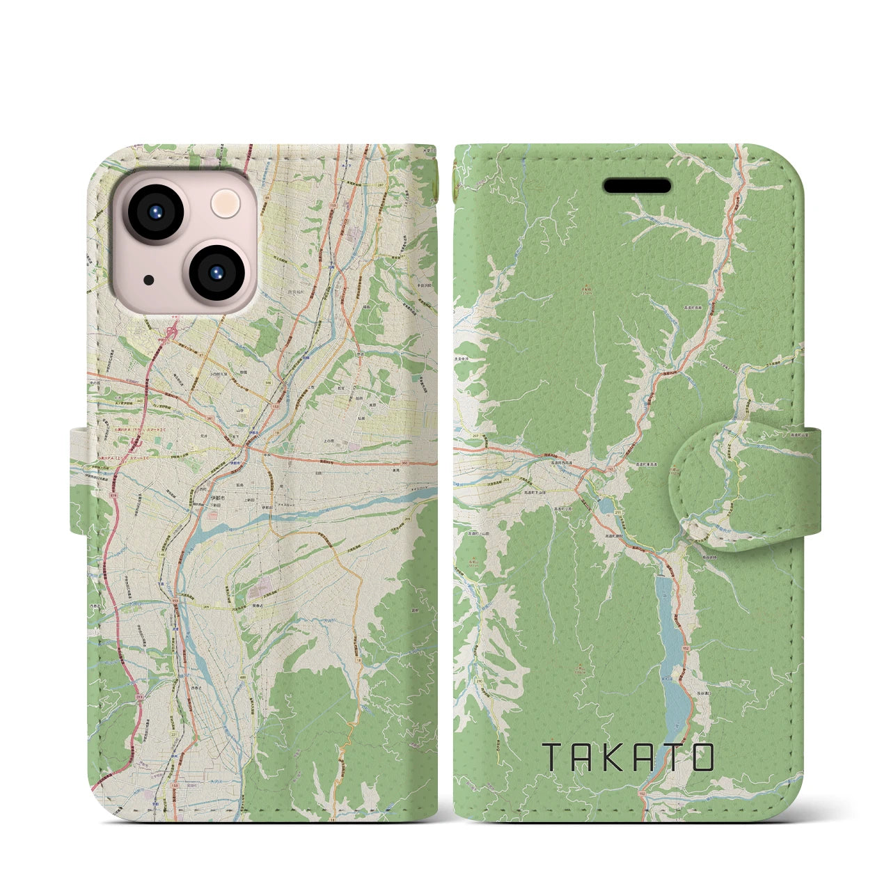 【高遠（長野県）】地図柄iPhoneケース（手帳タイプ）