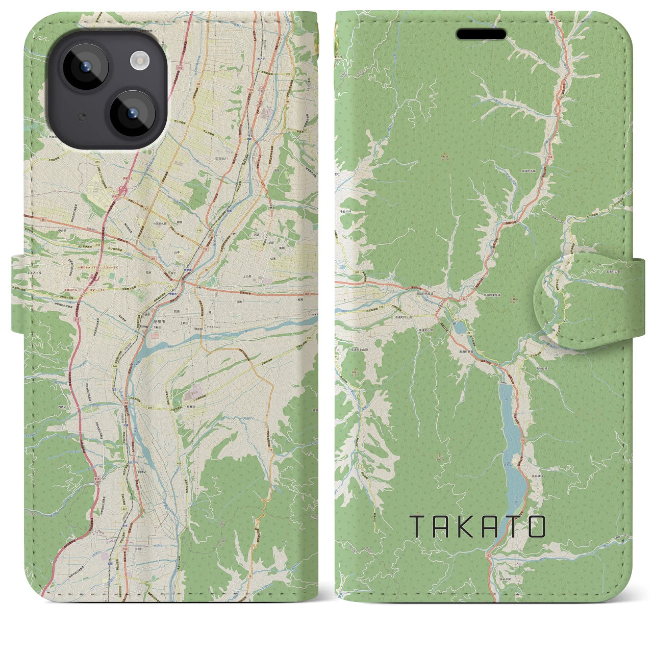 【高遠（長野県）】地図柄iPhoneケース（手帳タイプ）
