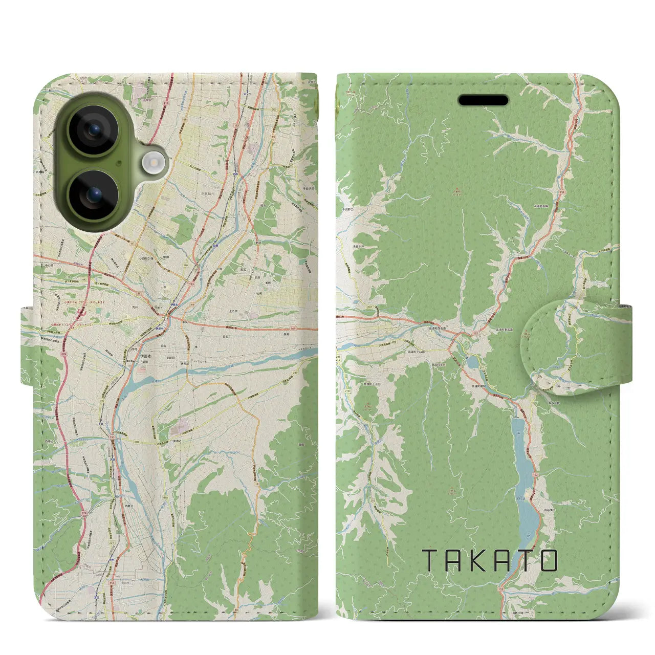 【高遠（長野県）】地図柄iPhoneケース（手帳タイプ）