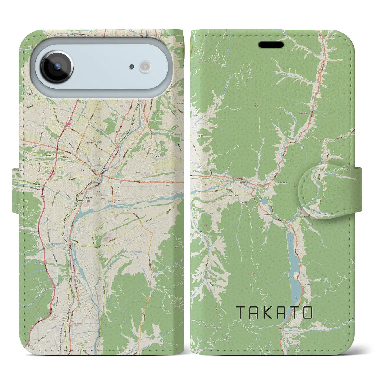 【高遠（長野県）】地図柄iPhoneケース（手帳タイプ）