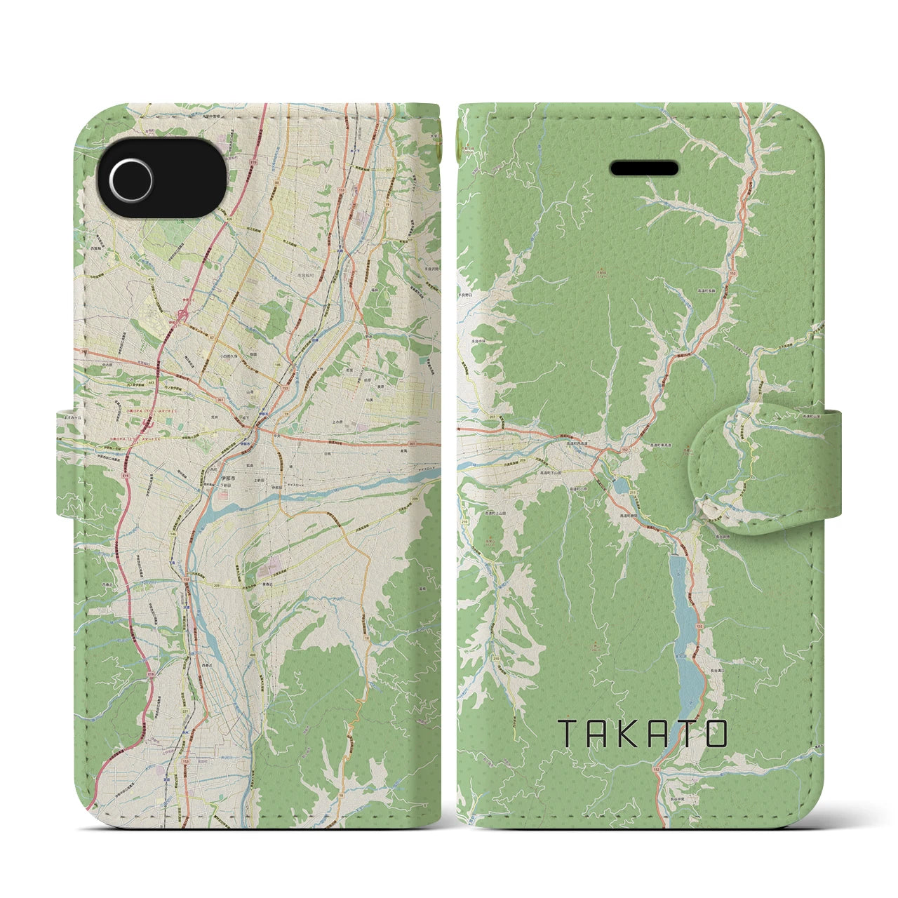 【高遠（長野県）】地図柄iPhoneケース（手帳タイプ）