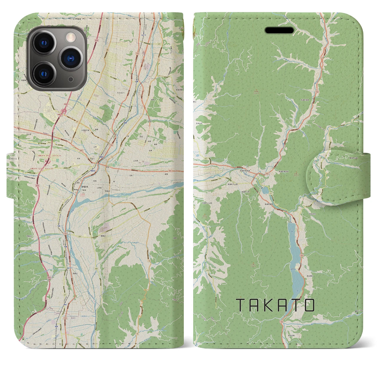 【高遠（長野県）】地図柄iPhoneケース（手帳タイプ）