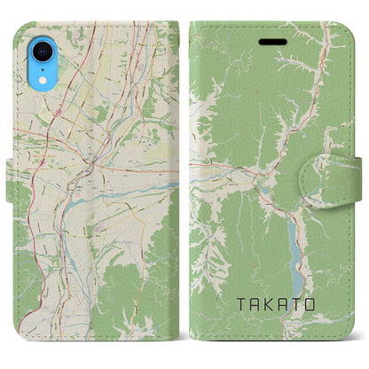 【高遠（長野県）】地図柄iPhoneケース（手帳タイプ）ナチュラル・iPhone XR 用