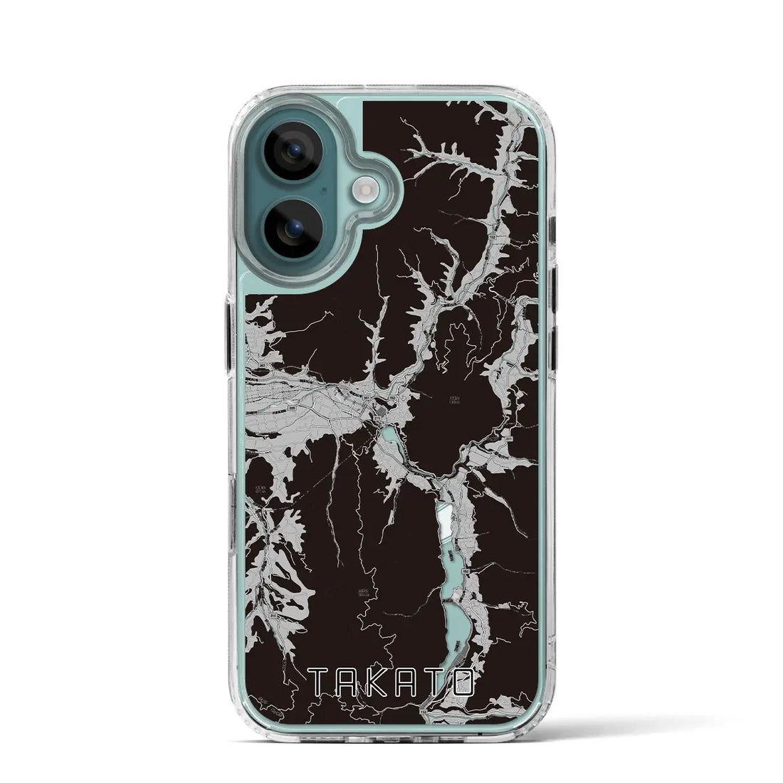 【高遠（長野県）】地図柄iPhoneケース（MagSafeタイプ）モノトーン・iPhone 16 Pro 用