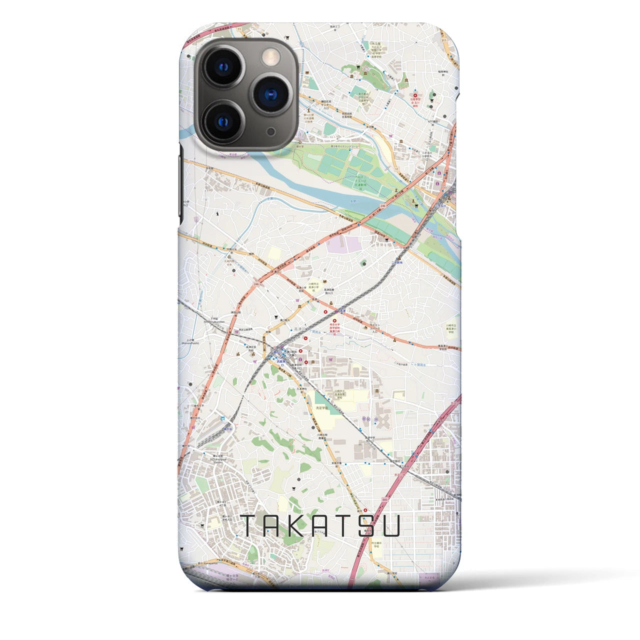 【高津（神奈川県）】地図柄iPhoneケース（バックカバータイプ）