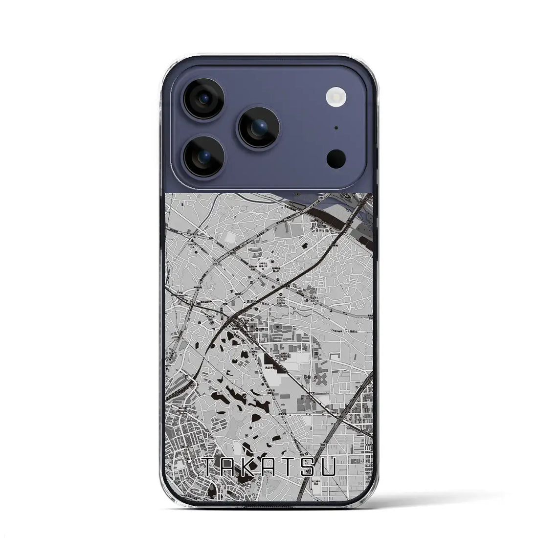 【高津（神奈川県）】地図柄iPhoneケース（クリアタイプ）モノトーン・iPhone 17 Pro Max 用
